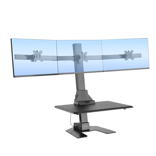Mount-It! Electric Standing Desk Converter - Motorized Sit-Stand Desk Riser with Monitor Mount, 32" V46023