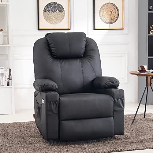 MCombo Power Lift Recliner Chair for Elderly with Heat and Massage, Faux Leather, Black V60394