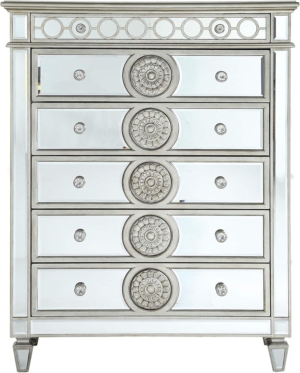 Mirrored Dresser with 5 Drawers and Pull-Out Tray X81447