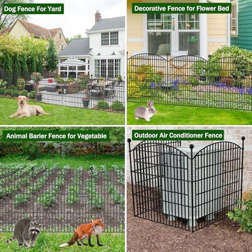 10 Panels No Dig Decorative Garden Fence, Rustproof Metal Dog Fence for Yard U518