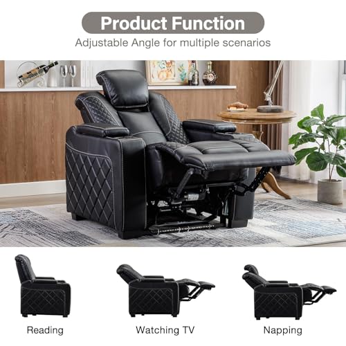 Electric Power Recliner Chair with Adjustable Headrest, Faux Leather, Brown R739910