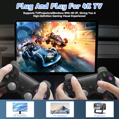 Retro Gaming Console 4K HD Game Stick with 128+256G TF Cards and Dual Controllers X778