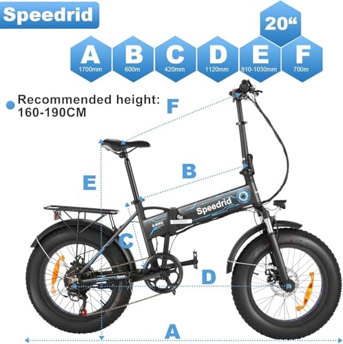ANCHEER Folding Electric Bike for Adults, 500W Motor, 48V Battery, 20" Fat Tire P177498