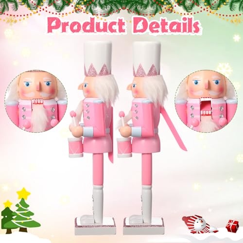Huwena 2Pcs Christmas Nutcracker Soldier Wooden Figure Decor 12'' Z474