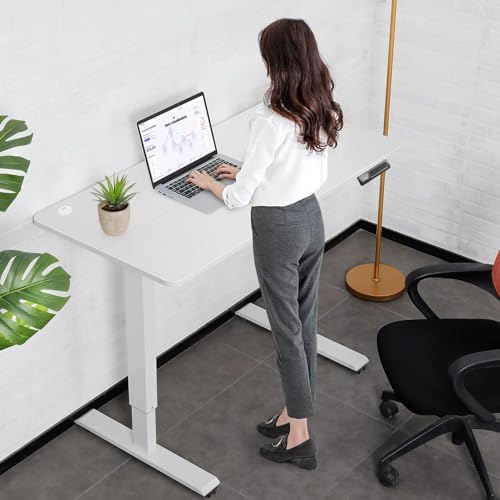 Electric Standing Desk with Charging Station, Oak W842676