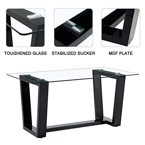 Glass Dining Table Set for 6 with Black Pedestal L132557