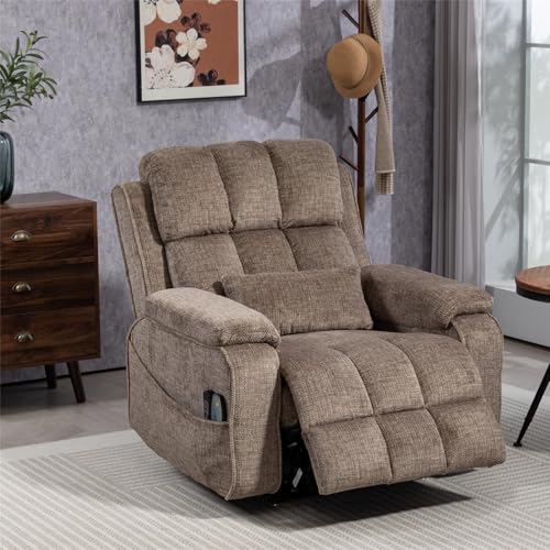 Lift Chair Recliner with Massage and Heat, Heavy Duty for Seniors, Brown V12888