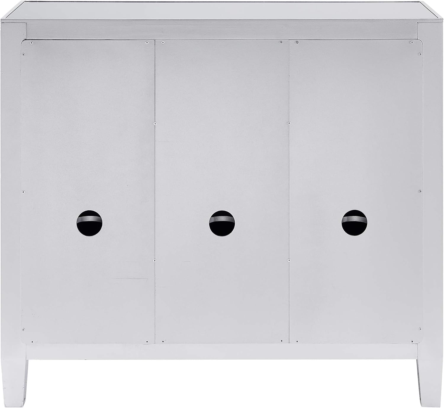 SEI FURNITURE Mirage Cabinet, Mirrored with Matte Silver Trim T84358