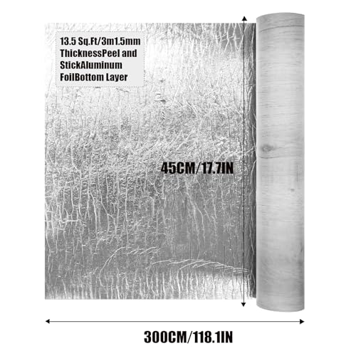 Luxury Wood Grain Peel and Stick Vinyl Flooring Roll 17.72" x 118" Grey R228