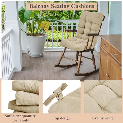 Juexica 4 Sets Outdoor Patio Chair Cushions High Back Tufted Beige D1688
