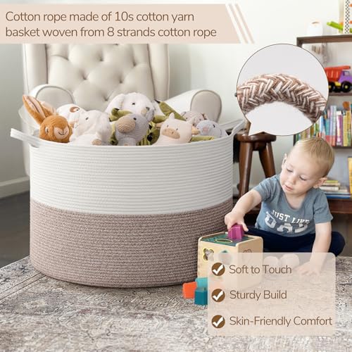 INDRESSME Large Cotton Rope Storage Basket with Handles, 90L Grey R37552