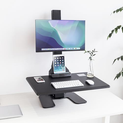 Mount-It! Electric Standing Desk Converter - Motorized Sit-Stand Desk Riser with Monitor Mount, 32" V46023