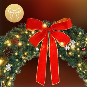 VINGLI 48 Inch Pre-lit Artificial Christmas Wreath with 150 LED Lights T885