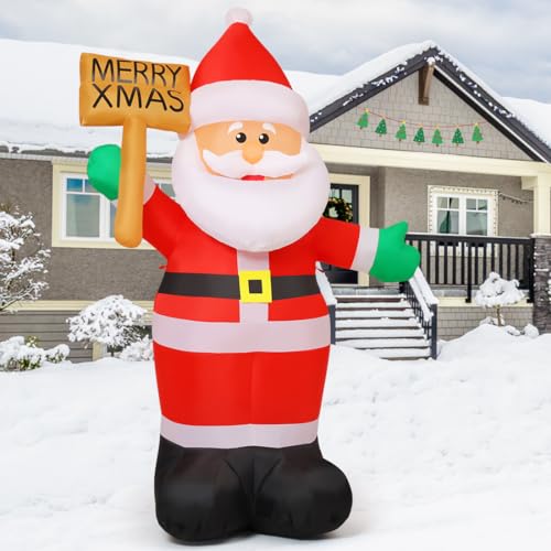 GOOSH 8 FT Christmas Inflatables Santa Claus with Built-in LEDs Outdoor Yard Decor K368465