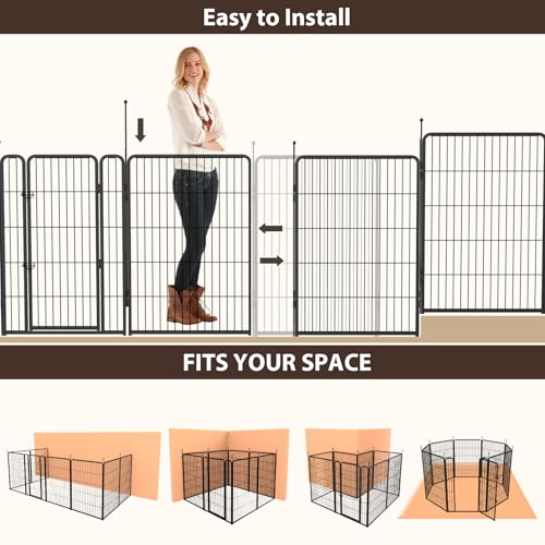 mestyl Dog Play Pen, Heavy Duty Metal Puppy Playpen with Gate, 32" Height 8 Panels Foldable S95299