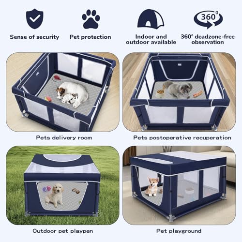 Puppy Playpen Indoor for Small Pets, 42x42x25 Inch with Gate U1971