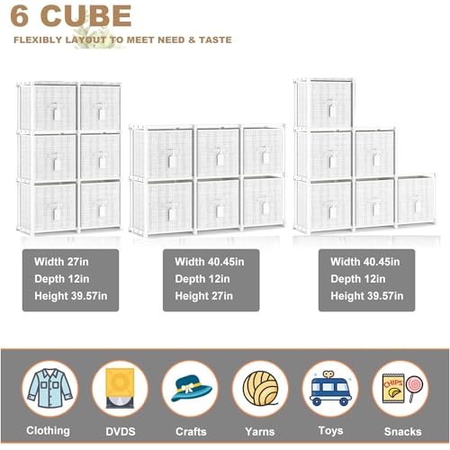 Cube Storage Organizer with 6 Printed Bins and Labels Y73983