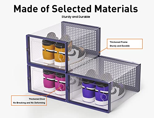 Kuject X-Large Clear Plastic Stackable Shoe Storage Boxes, 12 Pack, Blue Y142131