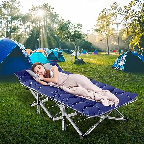 LILYPELLE Folding Camping Cot, Extra Wide Heavy Duty with Carry Bag Z15817