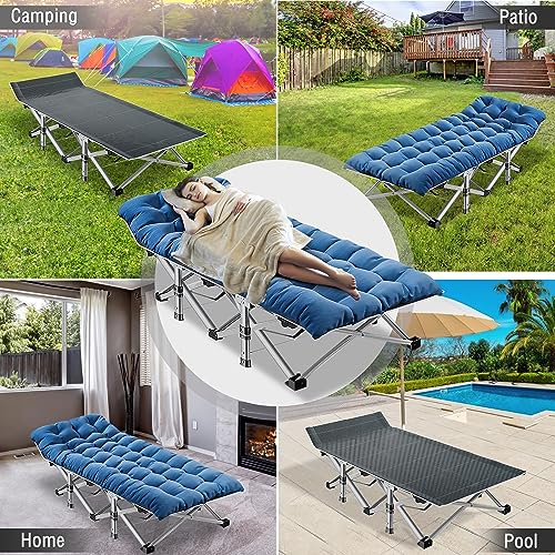 ABORON Oversized Folding Camping Cot for Adults, Double Layer 1200D, with Mat & Carrying Bag S2407