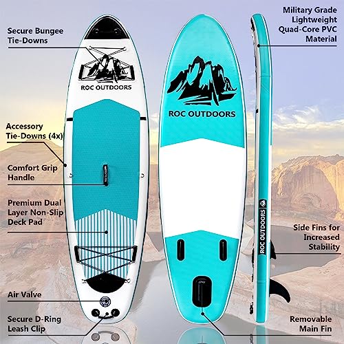 Roc Inflatable Stand Up Paddle Board with Premium Accessories, Wide Non-Slip Deck A34223