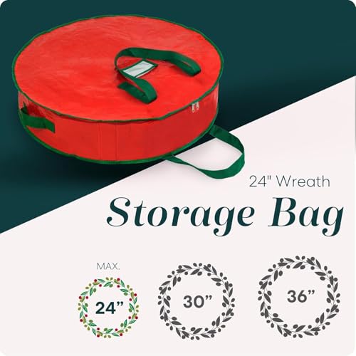 Handy Laundry Christmas Wreath Storage Bag - Durable Tarp with Zipper, 30" N271071