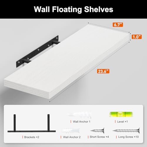 Nature Wood Floating Shelves for Wall, Set of 3, 16 Inch Wall Mounted A733019