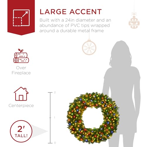 Best Choice Products 60in Pre-Lit Fir Christmas Wreath with 300 LED Lights E577048