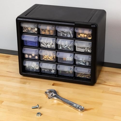Akro-Mils 24-Drawer Plastic Storage Cabinet, Black B1232