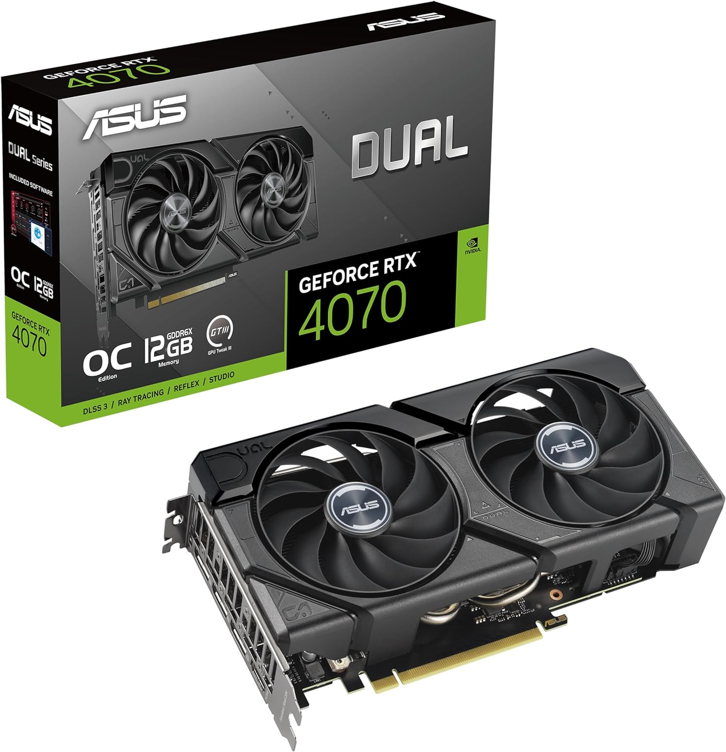 ASUS DUAL-RTX4070-O12G-EVO NVIDIA GeForce RTX 4070 12GB GDDR6X 192bit 2550MHz OC HDMI 3xDP DLSS3 Graphics