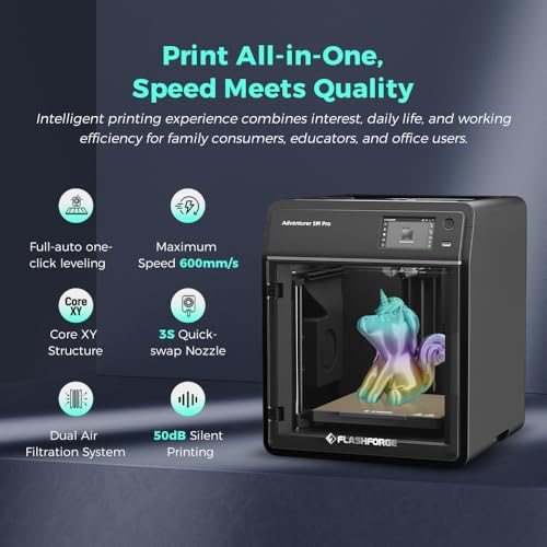 FLASHFORGE AD5M 3D Printer, Auto Calibration, 600mm/s Speed, 220x220x220mm J958