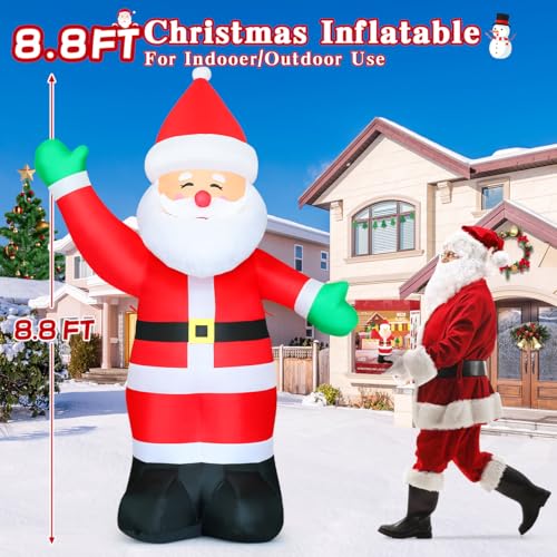 GOOSH 8.8 FT Waving Christmas Inflatables Santa Claus Outdoor Yard Decor P34196