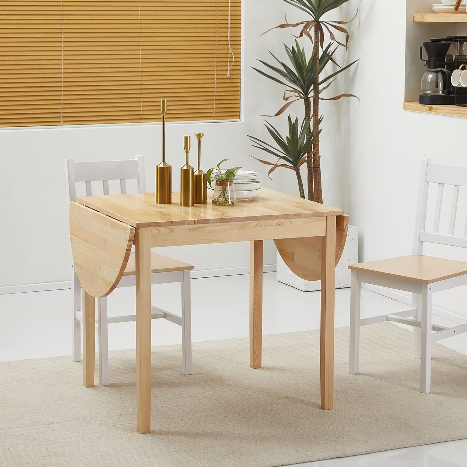 Solid Wood Drop Leaf Dining Table for Small Spaces, 55" X34182