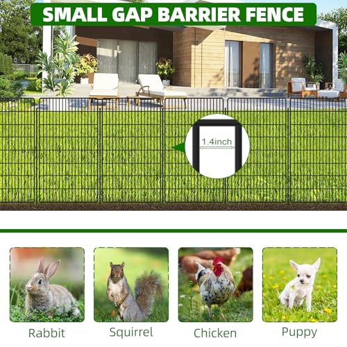 10 Panels Garden Fencing Animal Barrier, 33in x 24ft Rustproof Dog Fence W482439