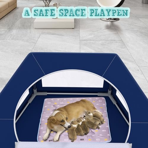 42x42x25.6 Inches Puppy Playpen with Gate for Small Dogs Indoor & Outdoor G192