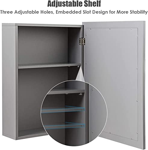 LUARANE Bathroom Medicine Cabinet with Mirror, Wall Mounted, Grey J6134