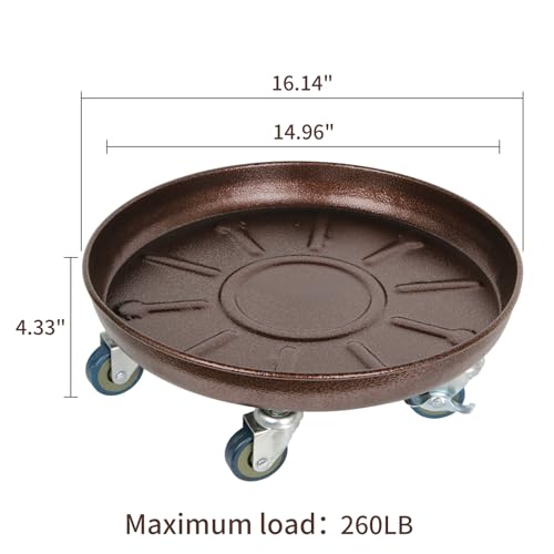 2 Pack Metal Plant Caddy with Wheels, Lockable Casters, Heavy Duty Q2424