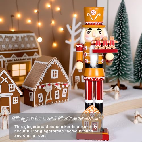 Gingerbread Nutcracker Figure 14 Inch Christmas Wooden Decor K36734