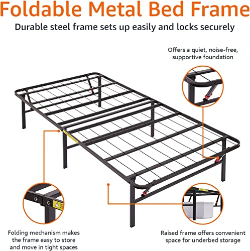 Amazon Basics Foldable Metal Bed Frame with Storage, Full Size, Black A770