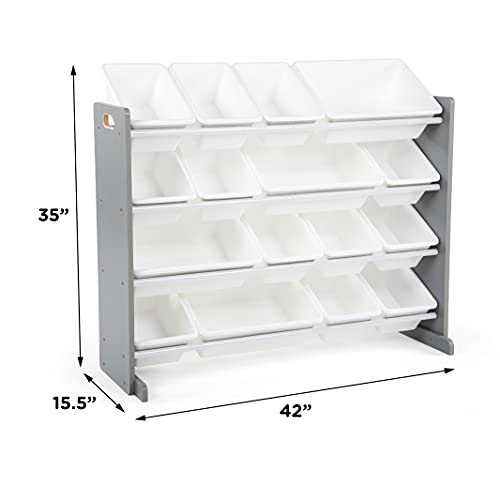 Humble Crew Supersized Toy Storage Organizer with 16 Removable Bins, Grey/White D772791