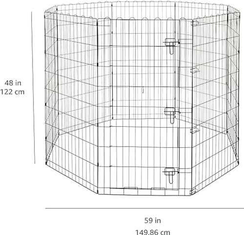 Amazon Basics Foldable Octagonal Metal Dog Playpen, Extra Large, Black G18040