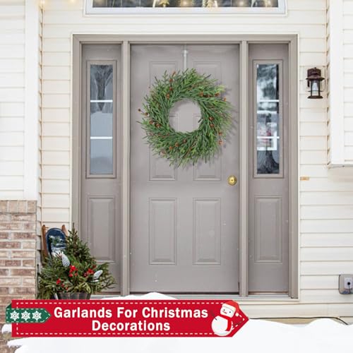 26 Inch Christmas Wreath with Red Berry Artificial Pine Cedar Front Door Decor D349135
