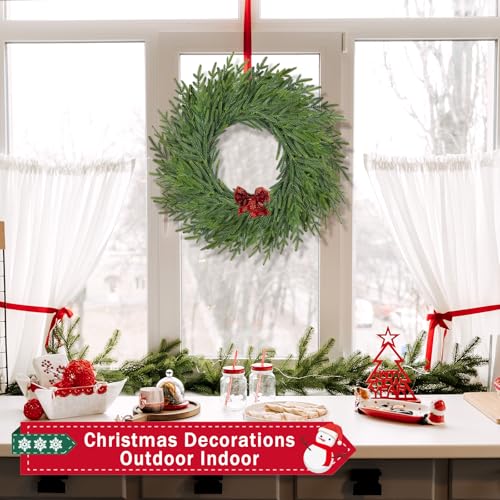 26 Inch Christmas Wreath with Red Berry Artificial Pine Cedar Front Door Decor D349135