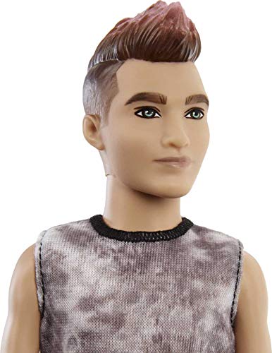 Barbie Ken Fashionistas Doll #176 with Brunette Hair, Tie-Dye Shirt & Plaid Pants Z599