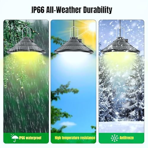 Solar Chicken Coop Light with Timer, Warm LED, IP66 Waterproof, 16.4ft Cord O57147