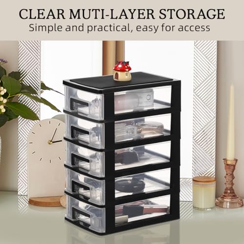 Angoily 4 Drawer Desk Organizer, Plastic Storage Box for Office and Bathroom D28845