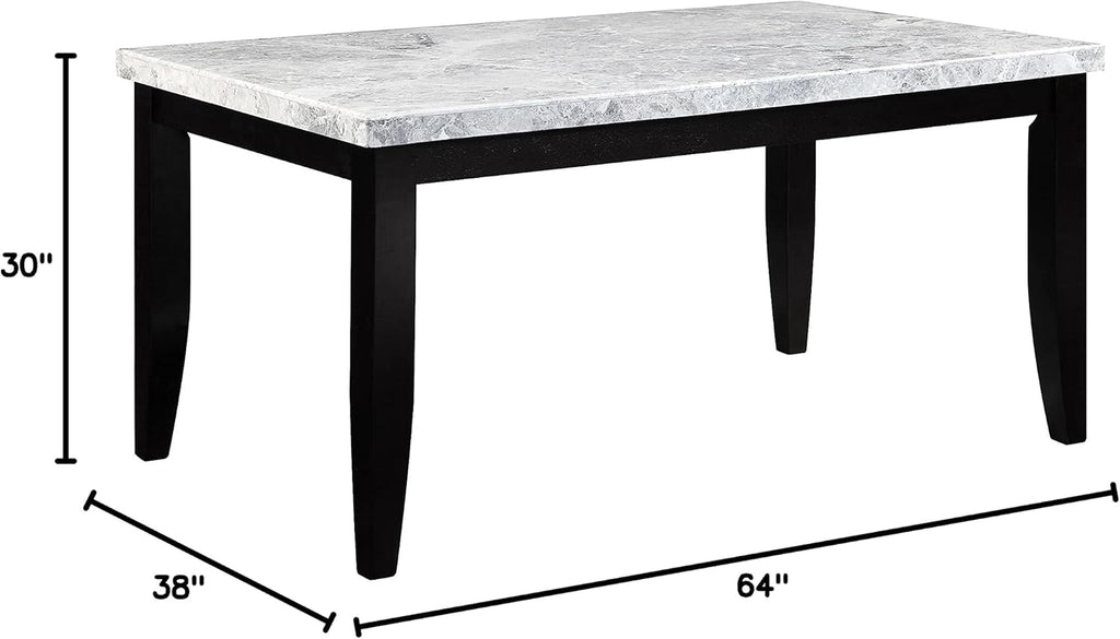 Acme Hussein Rectangular Marble Top Dining Table Black U5846