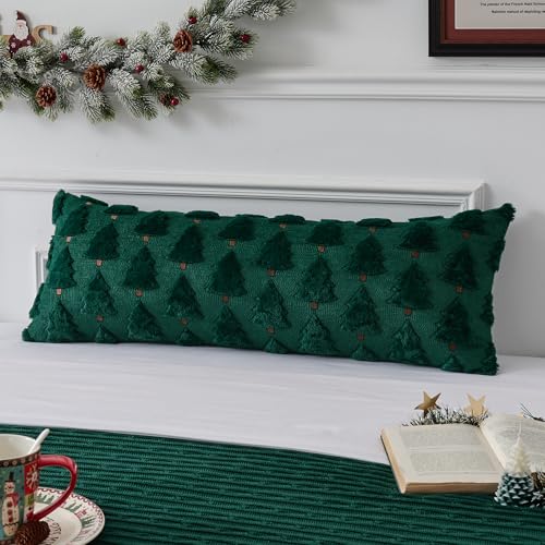 UGASA Star Christmas Decorative Pillow Covers 18x18 Inch Set of 2 Dark Green Q9265