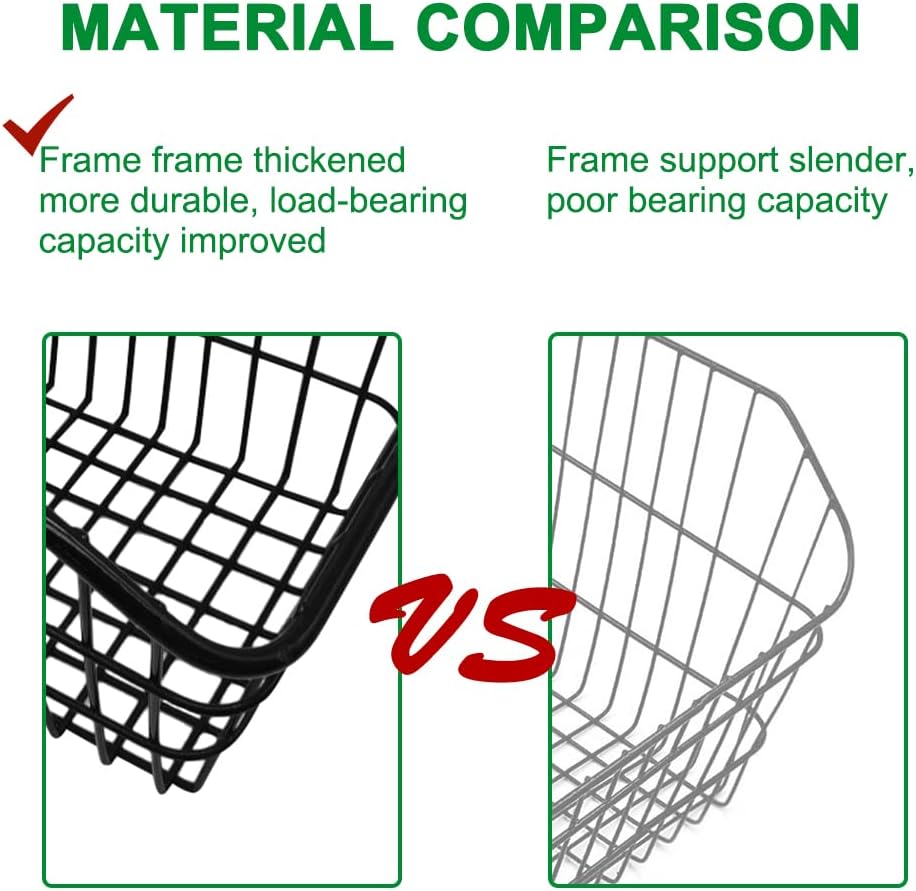 Rear Bike Basket, Waterproof Metal Wire with Reflective Cover, Large Capacity, Fits Most Rear Racks C726