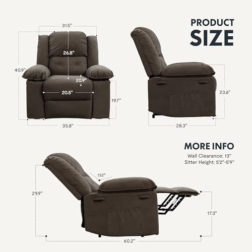 FLEXISPOT XL2 Power Lift Recliner Chair for Elderly with Massage and Heat, Brown G387